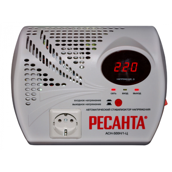 Однофазный цифровой настенный стабилизатор напряжения Ресанта АСН-500Н/1-Ц