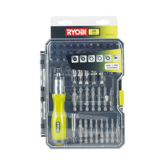 Набор бит и торцевых головок с отверткой 59 предметов Ryobi RAK59SD