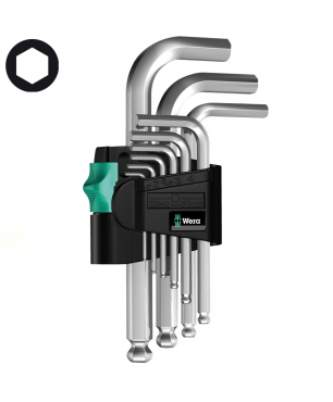 Набор Г-образных ключей, метрических, хромированных WERA 950 PKS/9 SM N 133163