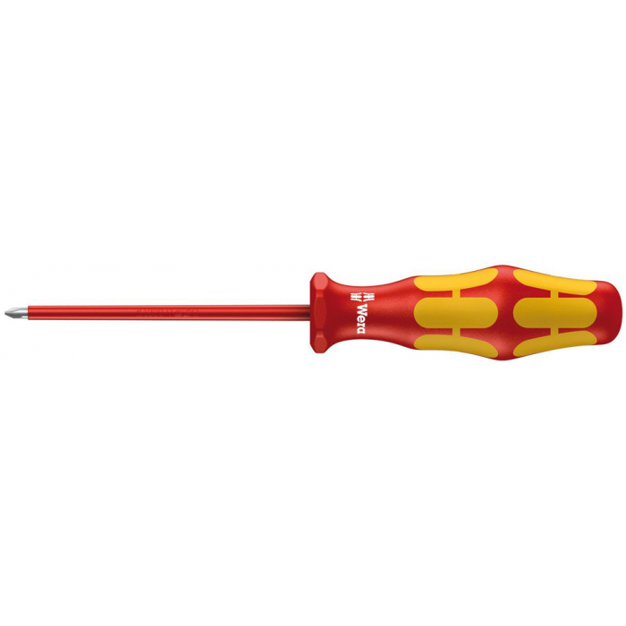 Отвертка диэлектрическая крестовая Phillips WERA Kraftform Plus 162 i VDE, PH 2 / 100 мм, 006154