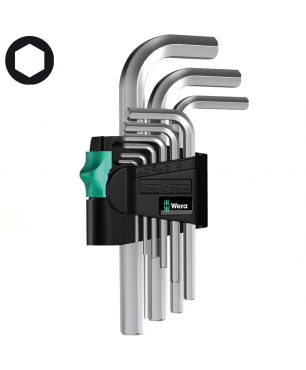 Набор Г-образных ключей, метрических, хромированных WERA 950/9 SM N 021406