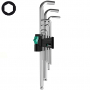 Набор Г-образных ключей, метрических, хромированных WERA 950 PKL/9 SM N 022087