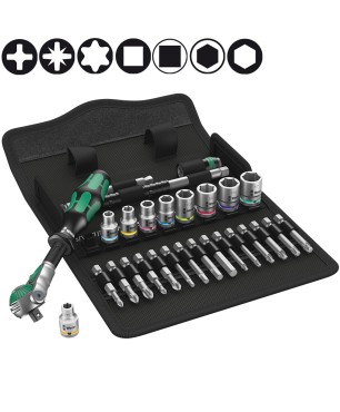 Набор WERA 8100 SA 9, Zyklop Speed с трещоткой, привод 1/4", дюймовый 004019