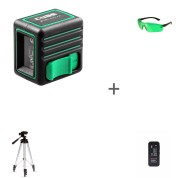 Уровень лазерный ADA Cube Mini Green Basic Edition + Очки лазерные VISOR GREEN + Лазерная рулетка А00670 + Штатив Фото/Видео ADA DIGIT 130 в подарок!