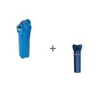 Фильтр магистральный Акватек для холодной воды, без картриджа (синий корпус 10) 1 + Чехол TermoZont Slim 10 для корпуса картриджного фильтра