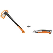 Топор-колун Fiskars XL, X25 + Нож строительный CarbonMax 18 мм
