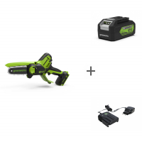 Пила цепная аккумуляторная GREENWORKS G24MCS10 24V + АКБ 4Ач и ЗУ