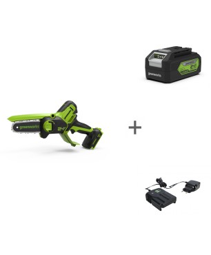 Пила цепная аккумуляторная GREENWORKS G24MCS10 24V + АКБ 4Ач и ЗУ