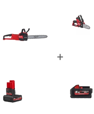 Комплект Все в сад #4: Аккумуляторная цепная пила Milwaukee M18 FUEL&nbsp;FCHSC-121 + Аккумуляторная цепная пила Milwaukee M12 FUEL FHS-0 + Аккумулятор Milwaukee M18 HB5.5 5.5 Ач + Аккумулятор Milwaukee M12 HB5