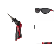 ПРОМО "ВЫГОДНЫЙ МИКС" Аккумуляторный паяльник Milwaukee M12 SI-0 + Очки ПЕРФОМАНС и прецизионная отвертка 4 в 1!