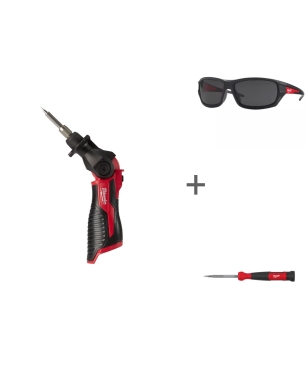 ПРОМО "ВЫГОДНЫЙ МИКС" Аккумуляторный паяльник Milwaukee M12 SI-0 + Очки ПЕРФОМАНС и прецизионная отвертка 4 в 1!