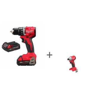 Аккумуляторная компактная дрель-шуруповерт Milwaukee M18 BLDDRC-202C + Аккумуляторный винтовёрт Milwaukee M18 BLIDR-0X в подарок!