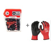 Биты для шуруповерта Milwaukee Shockwave + Перчатки с уровнем сопротивления порезам 8/M в подарок!
