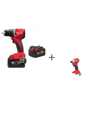 Аккумуляторная компактная дрель-шуруповерт Milwaukee M18 BLDDRC-402C + Аккумуляторный винтовёрт Milwaukee M18 BLIDR-0X в подарок!
