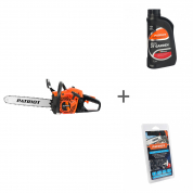 Пила цепная бензиновая Patriot РТ 641 + масло G-Motion Garden + цепь 91LP-57E Professional в подарок