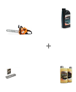 Бензопила VILLARTEC SB401, шина 40 см.(16") Цепь 3/8 1.3 56 зв.+Масло 2Т 100 мл.+Масло Адг.1 л+Цепь