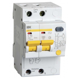 Дифференциальный автоматический выключатель IEK АД12 2Р 40А 30мА