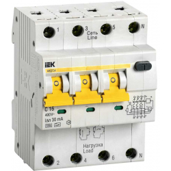 Автоматический выключатель дифференциального тока IEK АВДТ34 C16 30мА