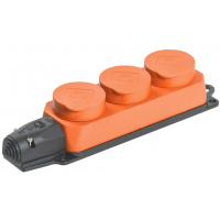 Розетка (колодка) IEK 3-местная РБ33-1-0м с защитными крышками IEK IP44 ОМЕГА оранжевая
