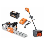 Комплект: Пила аккумуляторная Villartec SA 40 без АКБ и ЗУ + Аккумуляторный снегоуборщик WA 4030 + Аккумулятор AM 405 + Зарядное устройство AC 402