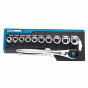 Набор торцевых головок GROSS, трещотка 120 зубьев, 12 предметов, 3/8&quot;, CrV 