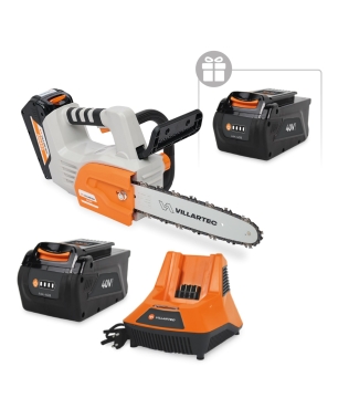 Аккумуляторная цепная мотопила VILLARTEC SА40T SET: AM402 + AC405 ( + 1 Акку 2Ач в подарок)