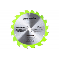 Диск пильный по дереву для циркулярной пилы 165x1.6x20 мм, 18T GreenWorks 2955807