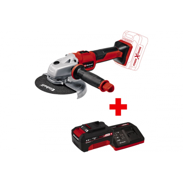 Шлифмашина угловая аккумуляторная + акк + ЗУ Einhell PXC TE-AG AXXIO 18/150 Li BL