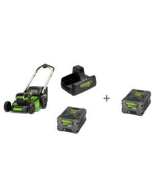 Комплект: Газонокосилка самоходная аккумуляторная 60V GREENWORKS GD60LM51SP, З/У G60DC10, Аккумулятор G60B5 60V + 2й АКБ в подарок