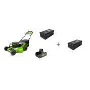 Комплект: Газонокосилка аккумуляторная GREENWORKS, 82V, 76см, Зарядное устройство G82C2, Аккумулятор GD-82 + 2й АКБ в подарок