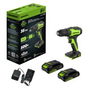 Дрель-шуруповерт аккумуляторный GREENWORKS GD24DD35 24V, с 2 АКБ 2Ач и ЗУ