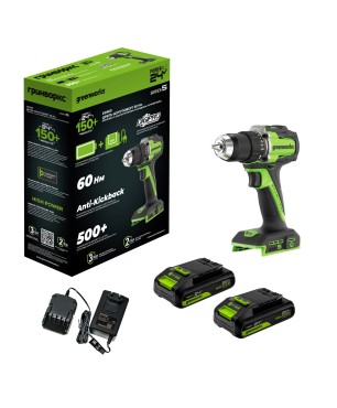 Дрель-шуруповерт аккумуляторный GREENWORKS DD560 24V, с 2 АКБ 2Ач и ЗУ