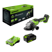 Угловая шлифовальная машина аккумуляторная Greenworks GD24AG 24V, с 1 АКБ 5Ач и ЗУ