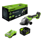 Угловая шлифовальная машина аккумуляторная GREENWORKS GD24AG 24V, с 1 АКБ 8Ач и ЗУ