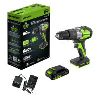 Дрель-шуруповерт ударная аккумуляторная GREENWORKS GD24DD60 24V, с 1 АКБ 2Ач и ЗУ