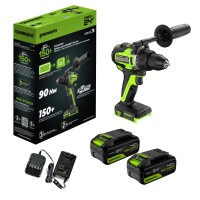 Дрель-шуруповерт аккумуляторная GREENWORKS GD24DD90 24V, с 2 АКБ 4Ач и ЗУ