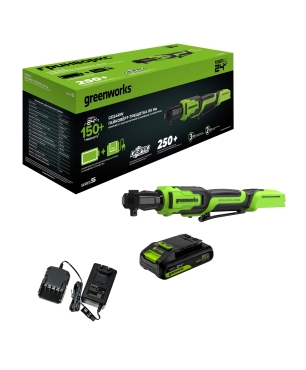 Гайковерт-трещотка аккумуляторный GREENWORKS GD24RW 24V, с 1 АКБ 2Ач и ЗУ