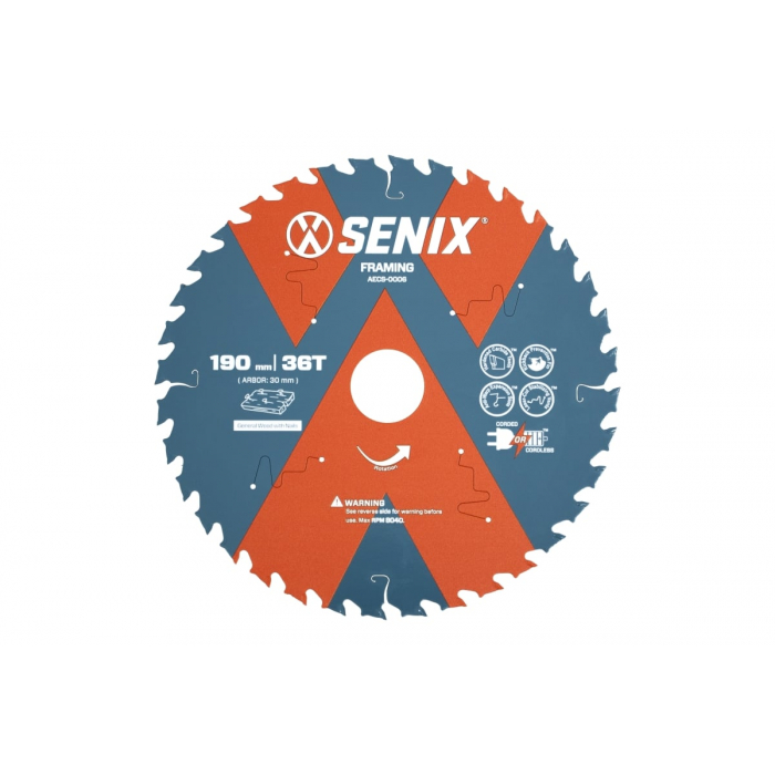 Диск пильный по дереву 190х30 мм, 36Т SENIX AECS-0006