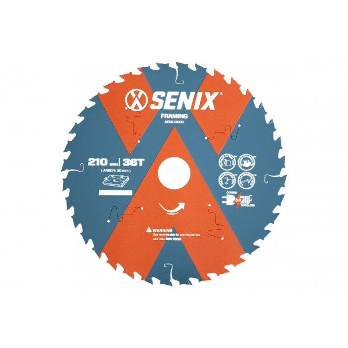 Диск пильный по дереву 210х30 мм, 36Т SENIX AECS-0009