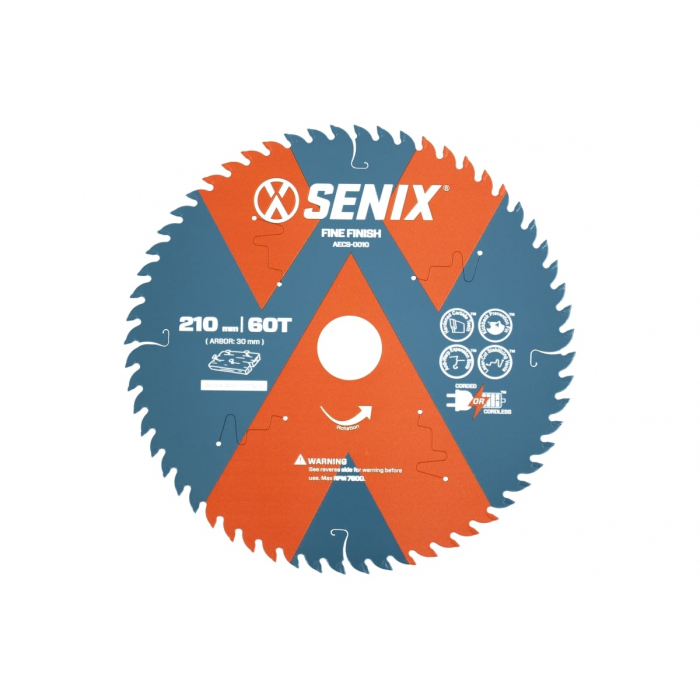 Диск пильный по дереву 210х30 мм, 60Т SENIX AECS-0010