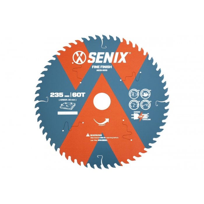 Диск пильный по дереву 235х30 мм, 60Т SENIX AECS-0013