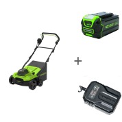 Комплект: Аэратор скарификатор аккумуляторный GREENWORKS GD40SC38II 40v без АКБ и ЗУ + Аккумулятор G40B5, 40 В, 5 А.ч + Зарядное устройство-слайдер G40UCM2M
