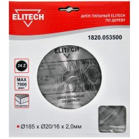 Диск пильный ELITECH 185х20/16 24зуб 1820.053500