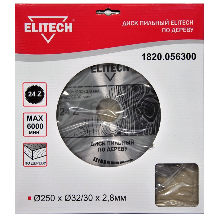 Диск пильный ELITECH 250х32/30 24зуб 1820.056300