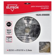 Диск пильный ELITECH 250х32/30 60зуб 1820.056600