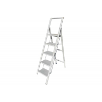 Стремянка стальная АЛЮБЭСТ Lux белый цвет, 5 ступеней, 118 см DLS505W