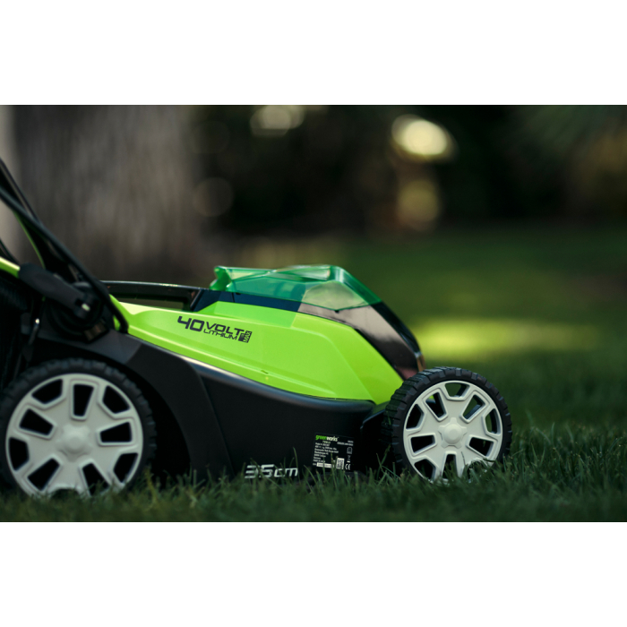 Greenworks g40lm35k2. Газонокосилка аккумуляторная GREENWORKS g40lm35. Газонокосилка аккумуляторная GREENWORKS g40lm35 40v 35 см. GREENWORKS газонокосилка аккумуляторная 40v. Газонокосилка аккумуляторная GREENWORKS g40lm35 40v 35 см без АКБ И ЗУ.