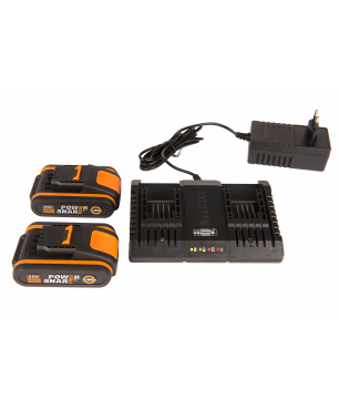 Комплект WORX WA3610: Двойное зарядное устройство WORX WA3869 + 2 Акб 2.0 А/ч