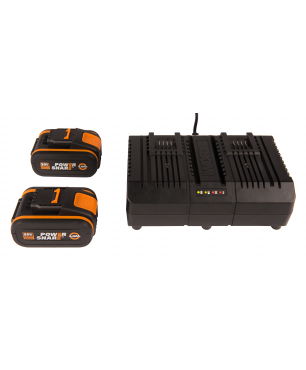 Комплект WORX WA3611: Двойное Зарядное устройство WORX WA3883 + 2 Акб 4.0 А/ч