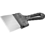 Нержавеющий фасадный шпатель ЗУБР 10078-15-04, 150 мм, зуб 4 х 4мм, пластиковая ручка